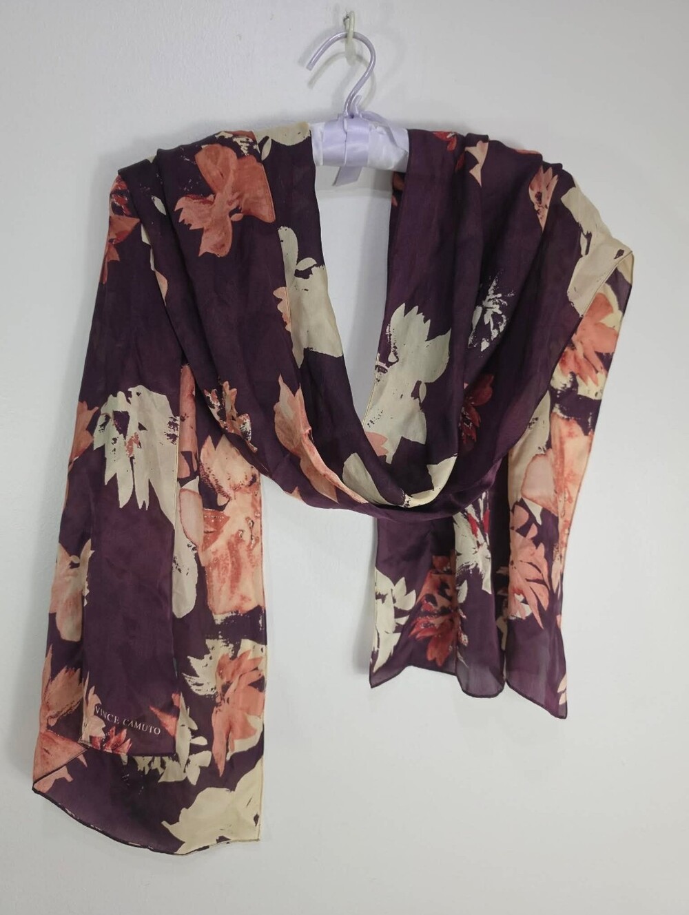 Vince Camuto Plum Floral Lightweight Wrap